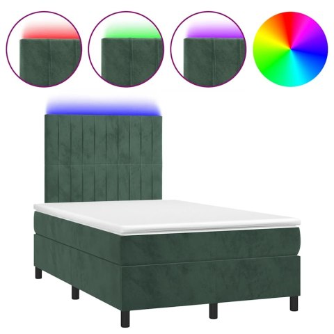 Łóżko kontynentalne z materacem i LED, ciemnozielone, 120x190cm Lumarko! Lumarko!