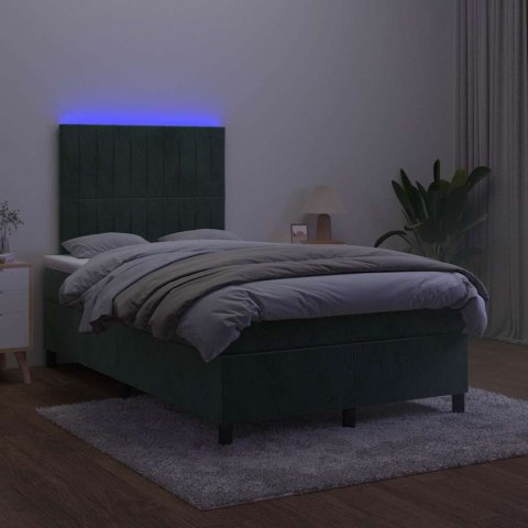 Łóżko kontynentalne z materacem i LED, ciemnozielone, 120x190cm Lumarko! Lumarko!