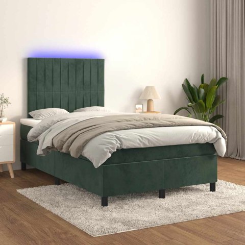 Łóżko kontynentalne z materacem i LED, ciemnozielone, 120x190cm Lumarko! Lumarko!