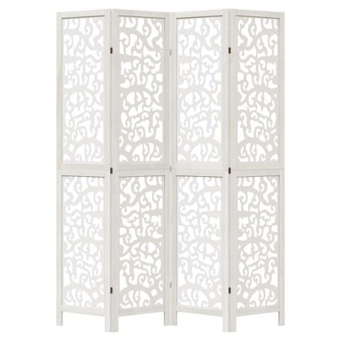  Parawan pokojowy, 4-panelowy, biały, lite drewno paulowni Lumarko! Lumarko!