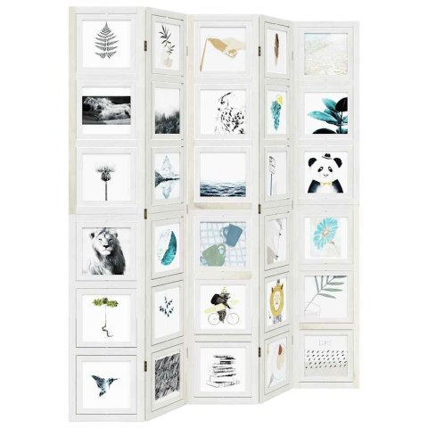  Parawan pokojowy, 5-panelowy, biały, lite drewno paulowni Lumarko! Lumarko!