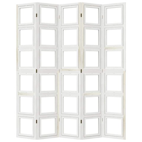  Parawan pokojowy, 5-panelowy, biały, lite drewno paulowni Lumarko! Lumarko!