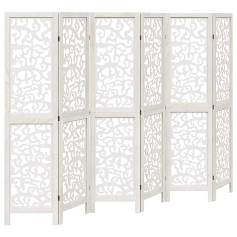  Parawan pokojowy, 6-panelowy, biały, lite drewno paulowni Lumarko! Lumarko!