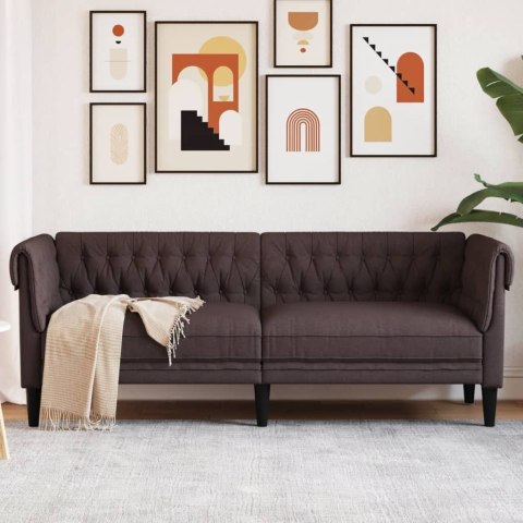 Sofa Chesterfield, trzyosobowa, ciemnobrązowa, obita tkaniną Lumarko! Lumarko!