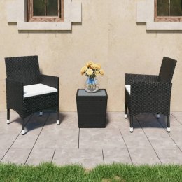  3-częściowy zestaw bistro, rattan PE i szkło hartowane, czarny Lumarko! Lumarko!