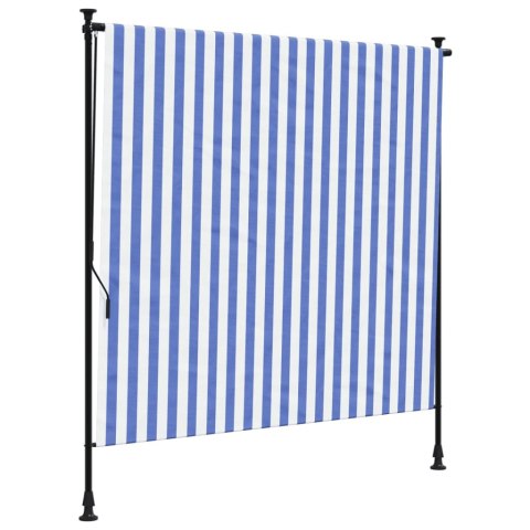 Roleta zewnętrzna, niebiesko-biała, 150x270 cm, tkanina i stal Lumarko! Lumarko!