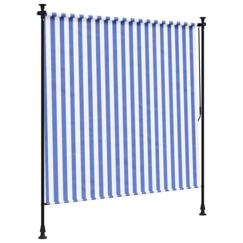 Roleta zewnętrzna, niebiesko-biała, 150x270 cm, tkanina i stal Lumarko! Lumarko!