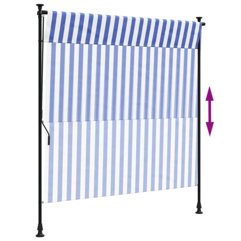 Roleta zewnętrzna, niebiesko-biała, 150x270 cm, tkanina i stal Lumarko! Lumarko!