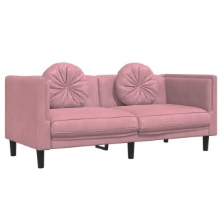  Sofa 2-osobowa z poduszkami, różowa, aksamit Lumarko! Lumarko!