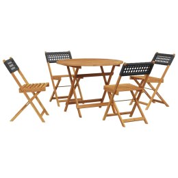  5-cz. zestaw mebli bistro, czarny rattan PE i drewno Lumarko! Lumarko!