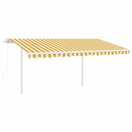  Automatycznie zwijana markiza ze słupkami, 4,5x3 m, żółto-biała Lumarko! Lumarko!