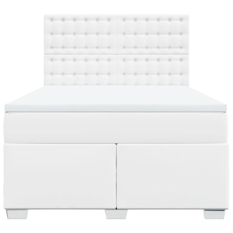  Łóżko kontynentalne z materacem, białe, ekoskóra 160x200 cm Lumarko! Lumarko!