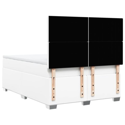  Łóżko kontynentalne z materacem, białe, ekoskóra 160x200 cm Lumarko! Lumarko!