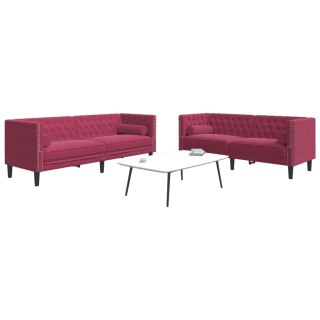  2-cz. wypoczynek Chesterfield z wałkami, bordowy, aksamit Lumarko! Lumarko!