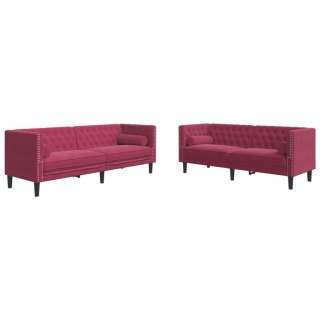  2-cz. wypoczynek Chesterfield z wałkami, bordowy, aksamit Lumarko! Lumarko!