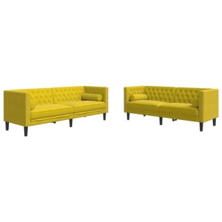  2-cz. wypoczynek Chesterfield z wałkami, żółty, aksamit Lumarko! Lumarko!