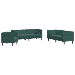  3-cz. wypoczynek Chesterfield z wałkami, ciemnozielony, aksamit Lumarko! Lumarko!