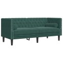  3-cz. wypoczynek Chesterfield z wałkami, ciemnozielony, aksamit Lumarko! Lumarko!