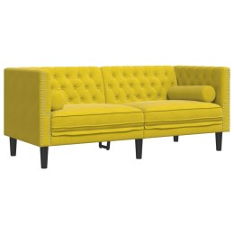  Sofa Chesterfield z wałkami, dwuosobowa, żółta, aksamit Lumarko! Lumarko!