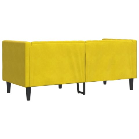  Sofa Chesterfield z wałkami, dwuosobowa, żółta, aksamit Lumarko! Lumarko!