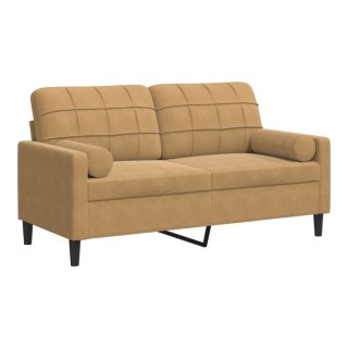  2-osobowa sofa z poduszkami, brązowa, 140 cm, aksamit Lumarko! Lumarko!