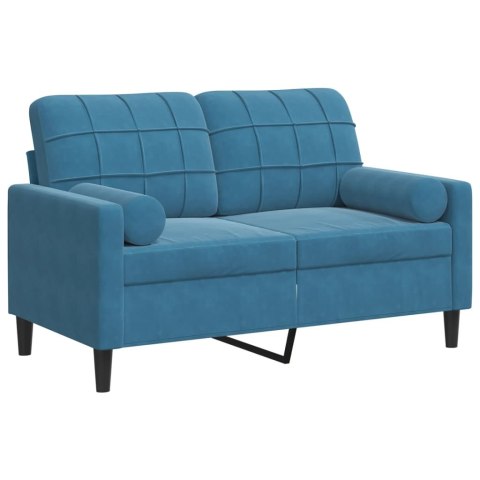  2-osobowa sofa z poduszkami, niebieska, 120 cm, aksamit Lumarko! Lumarko!