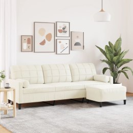  3-osobowa sofa z podnóżkiem, kremowa, 210 cm, aksamit Lumarko! Lumarko!