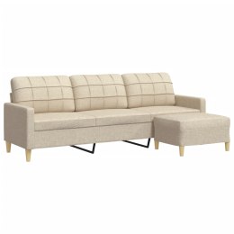  3-osobowa sofa z podnóżkiem, kremowa, 210 cm, tkaniną Lumarko! Lumarko!