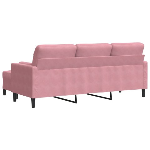  3-osobowa sofa z podnóżkiem, różowa, 180 cm, aksamitem Lumarko! Lumarko!
