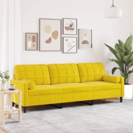  3-osobowa sofa z poduszkami, żółta, 210 cm, aksamit Lumarko! Lumarko!