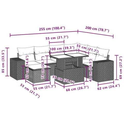  8-cz. zestaw wypoczynkowy do ogrodu, z poduszkami, brązowy Lumarko! Lumarko!