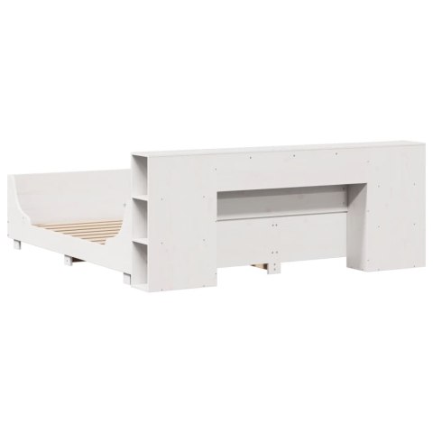  Łóżko bez materaca, białe, 200x200 cm, lite drewno sosnowe Lumarko! Lumarko!