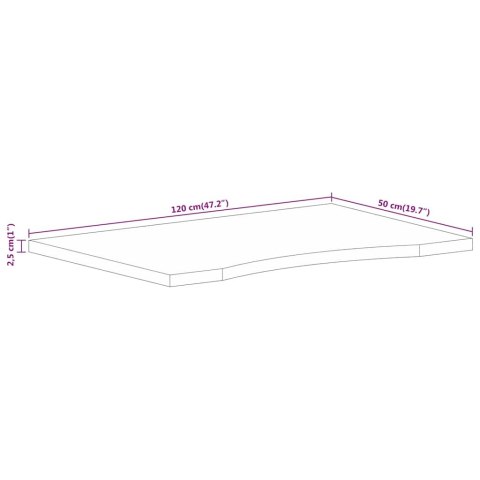  Blat biurka, z wycięciem, 120x50x2,5 cm, surowe drewno mango Lumarko! Lumarko!