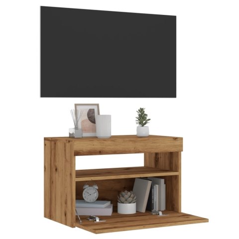  Szafka pod TV z oświetleniem LED, dąb artisan, 60x35x40 cm Lumarko! Lumarko!