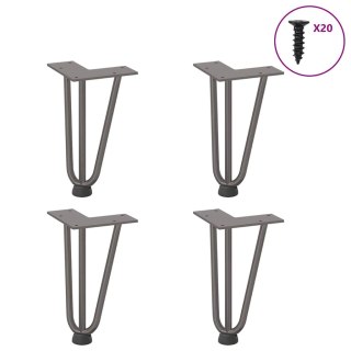  Nogi do stołu Hairpin, 4 szt., naturalna stal, 20 cm, lita stal Lumarko! Lumarko!