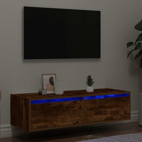  Szafka pod TV z LED, przydymiony dąb, 100x35,5x25 cm Lumarko! Lumarko!