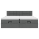  Rama łóżka otomana z materacami, szara, 200x200 cm, tkanina Lumarko! Lumarko!