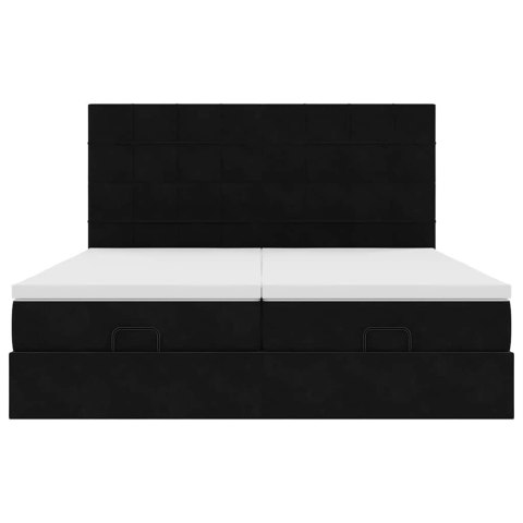 Rama łóżka otomana z materacami, czarna, 200x200 cm, aksamit Lumarko! Lumarko!