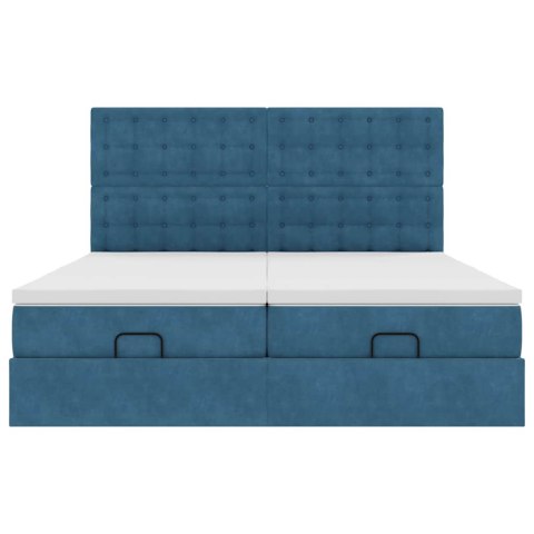  Rama łóżka otomana z materacami, niebieska, 180x200 cm, aksamit Lumarko! Lumarko!