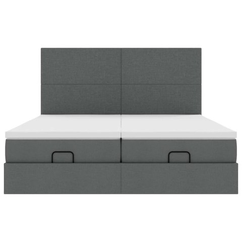Rama łóżka otomana z materacami, szara, 180x200 cm, tkanina Lumarko! Lumarko!