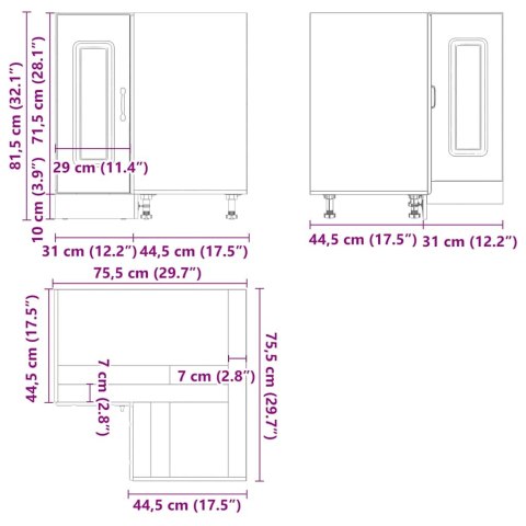  Narożna szafka kuchenna dolna, Kalmar, szary dąb sonoma Lumarko! Lumarko!