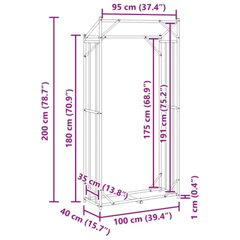  Stojak na drewno opałowe z drutem stalowym, 100x40x200 cm Lumarko! Lumarko!