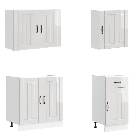 Zestaw szafek kuchennych 7 -częściowy, biały o wysokim połysku Lumarko! Lumarko!