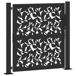  Brama ogrodowa czarna 105x106 cm stalowy wzór liścia Lumarko! Lumarko!