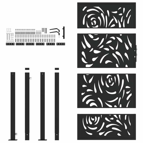 Brama ogrodowa czarna 105x180 cm Stalowy wzór płomienia Lumarko! Lumarko!