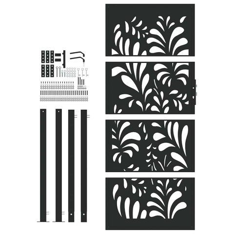  Brama ogrodowa czarna 105x205 cm stalowa wzór fali Lumarko! Lumarko!