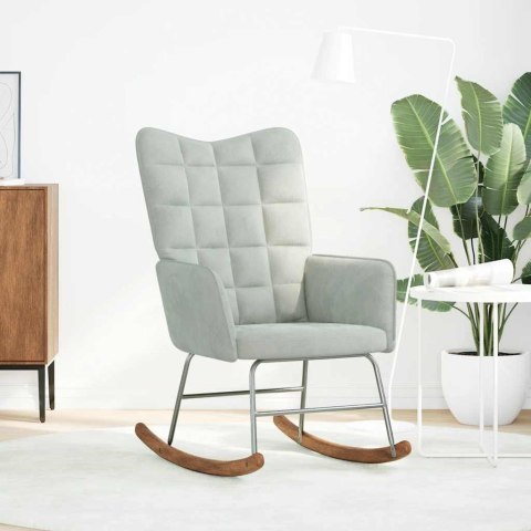 Fotel bujany, jasnoszary, tapicerowany aksamitem Lumarko! Lumarko!