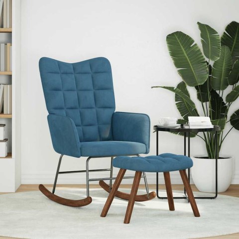  Fotel bujany ze stołkiem niebieski aksamit Lumarko! Lumarko!