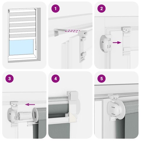  Roleta zebra, jasnoszara, szerokość tkaniny 125,9cm, poliester Lumarko! Lumarko!