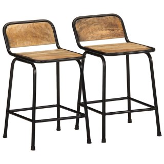  Hokery barowe 2 szt. 46x35,5x70 cm Drewno lite surowe mango Lumarko! Lumarko!